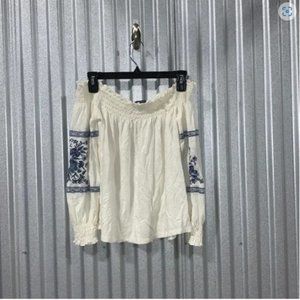 Embroidered Cold Shoulder Top